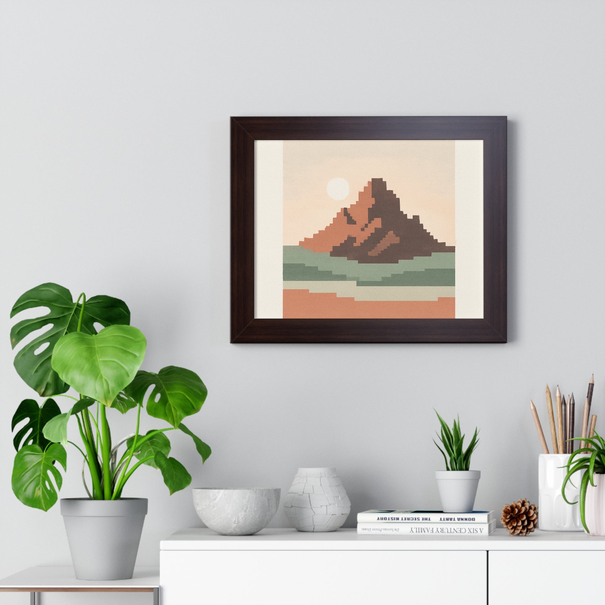 Retro Mountain Landscape Framed Poster - Minimalist Wall Art