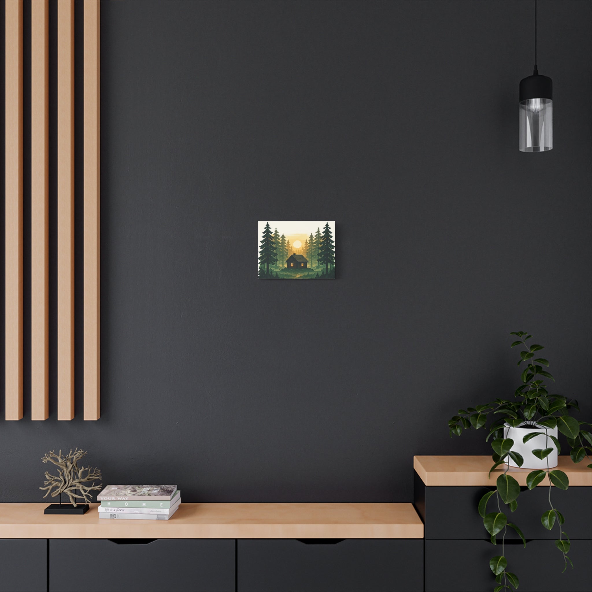 Pixelated Forest Sunrise Canvas Art