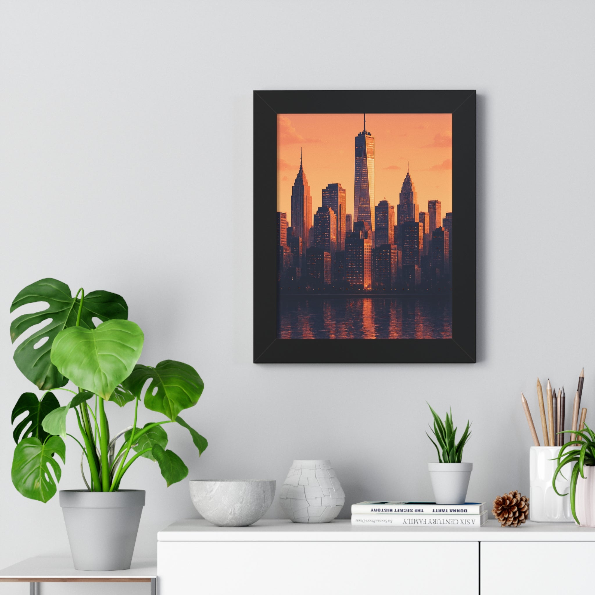 Cityscape Framed Vertical Poster - New York Skyline Wall Art