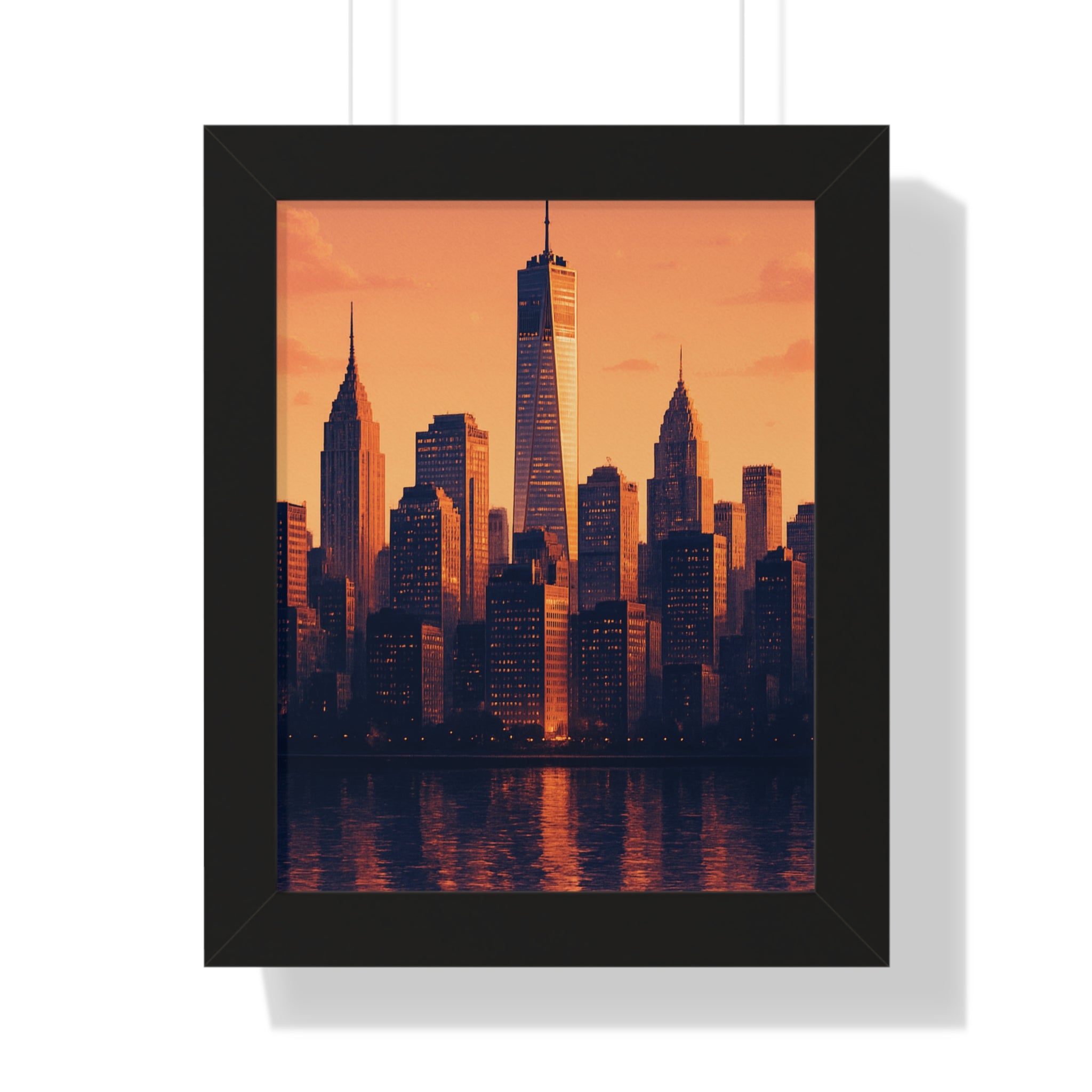 Cityscape Framed Vertical Poster - New York Skyline Wall Art