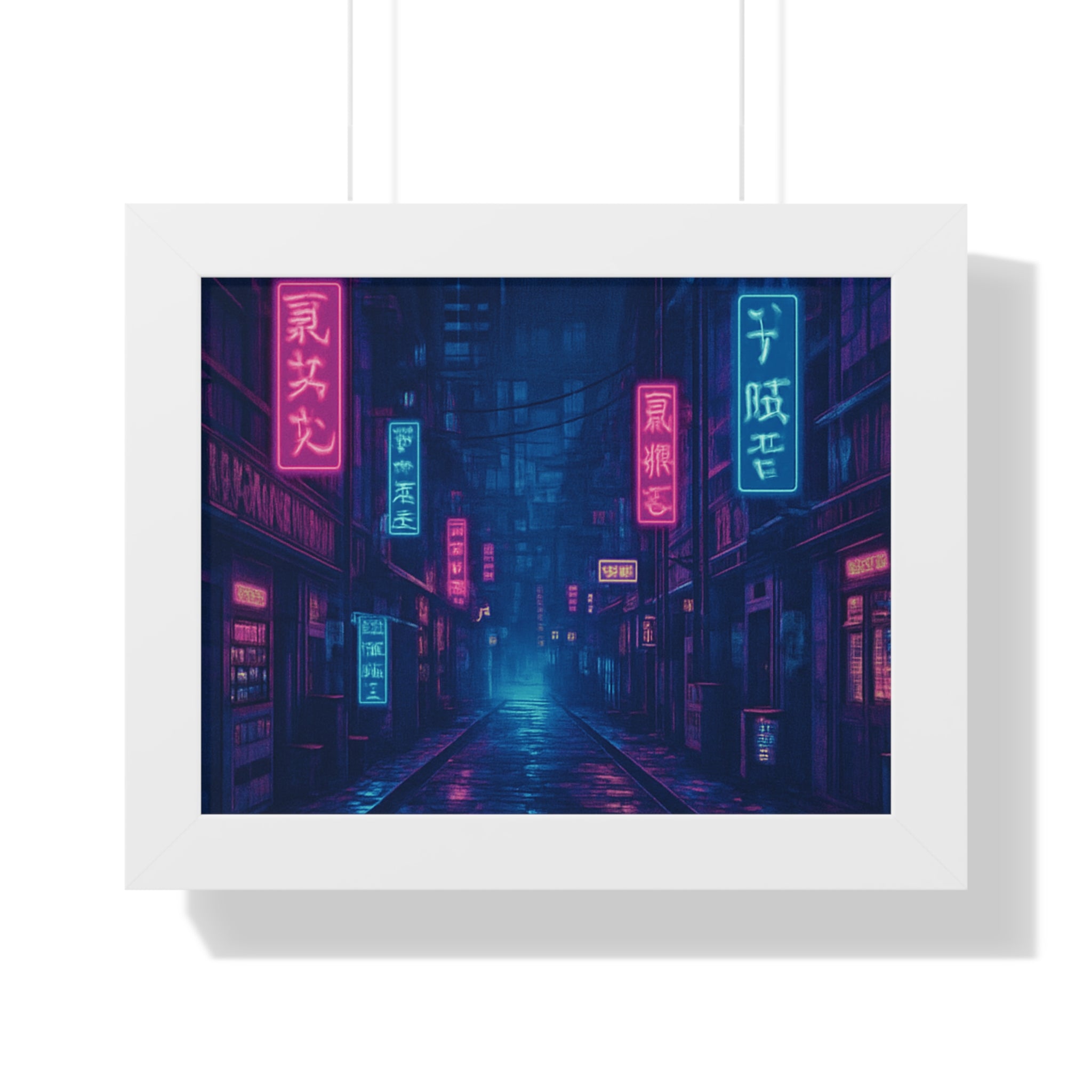 Neon Cityscape Framed Poster - Urban Aesthetic Wall Art