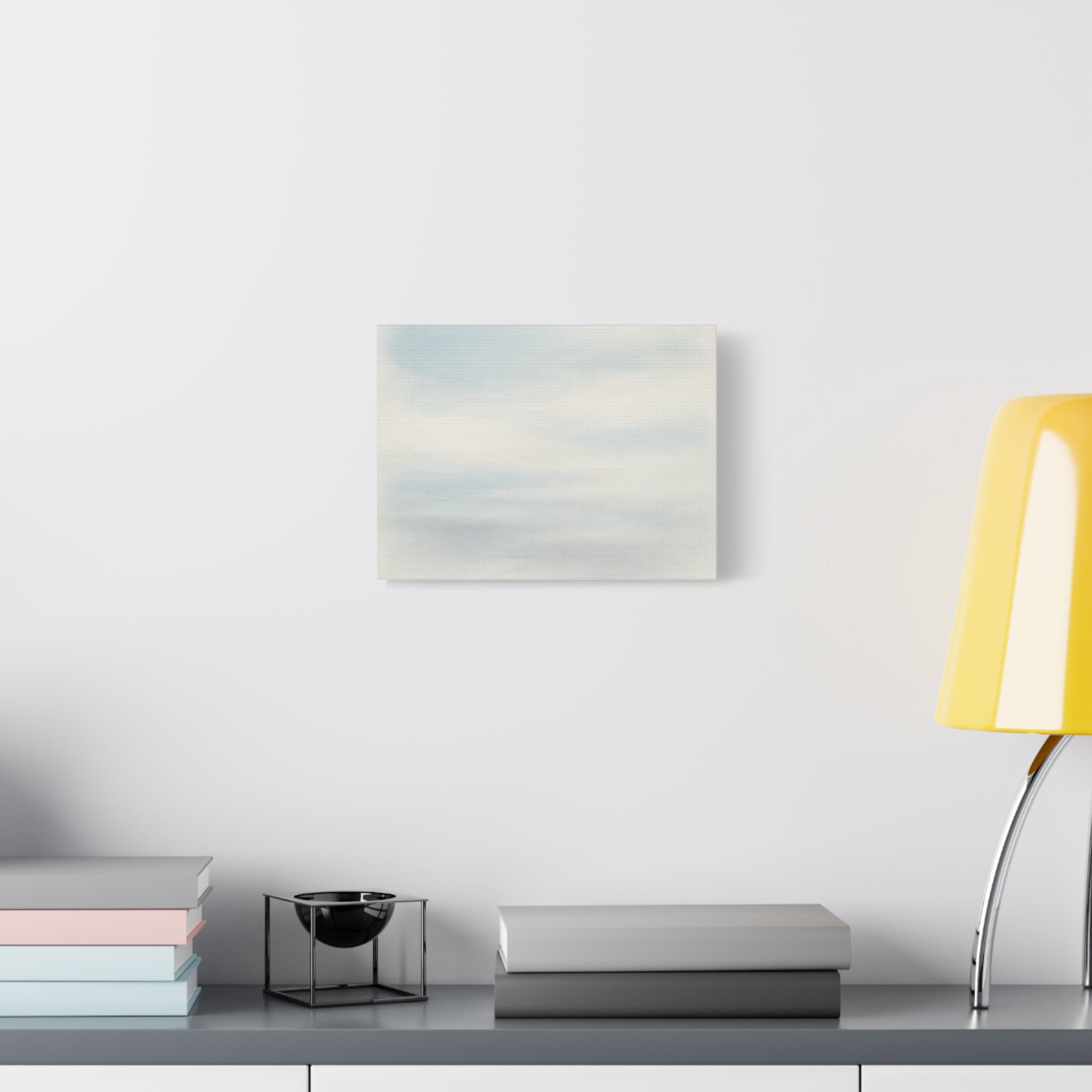Stretched Canvas Wall Art - Soft Blue Abstract Decor for Home