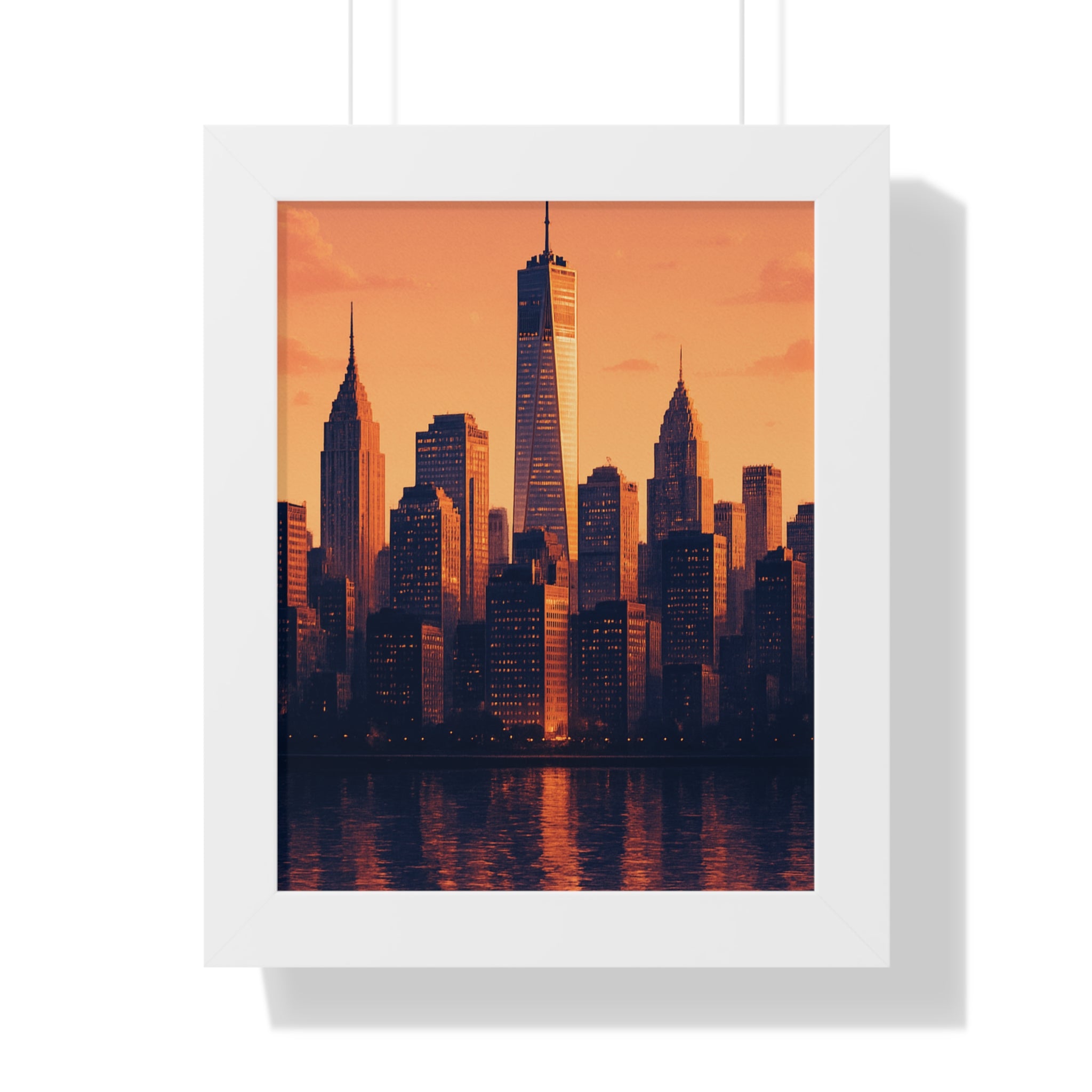 Cityscape Framed Vertical Poster - New York Skyline Wall Art