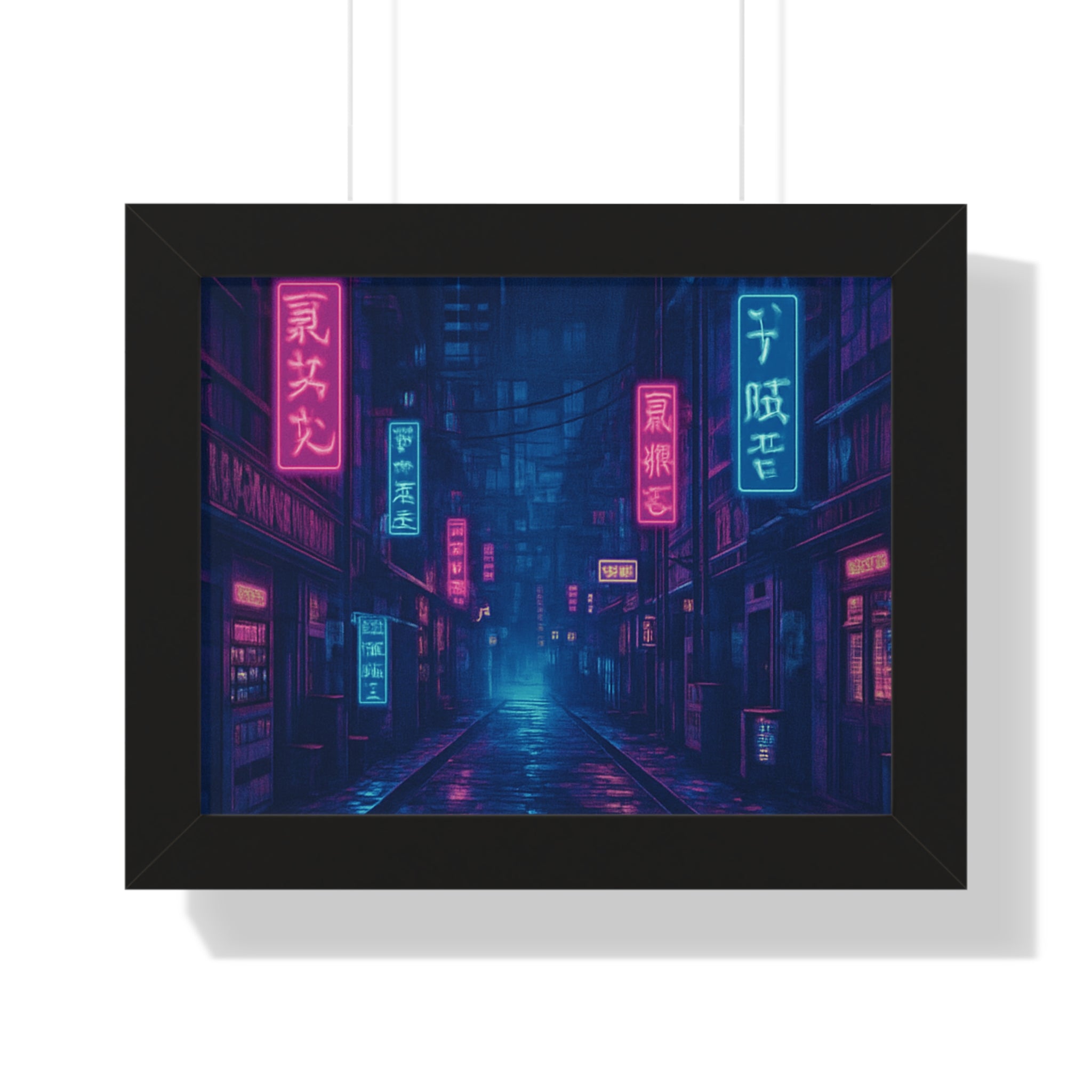 Neon Cityscape Framed Poster - Urban Aesthetic Wall Art