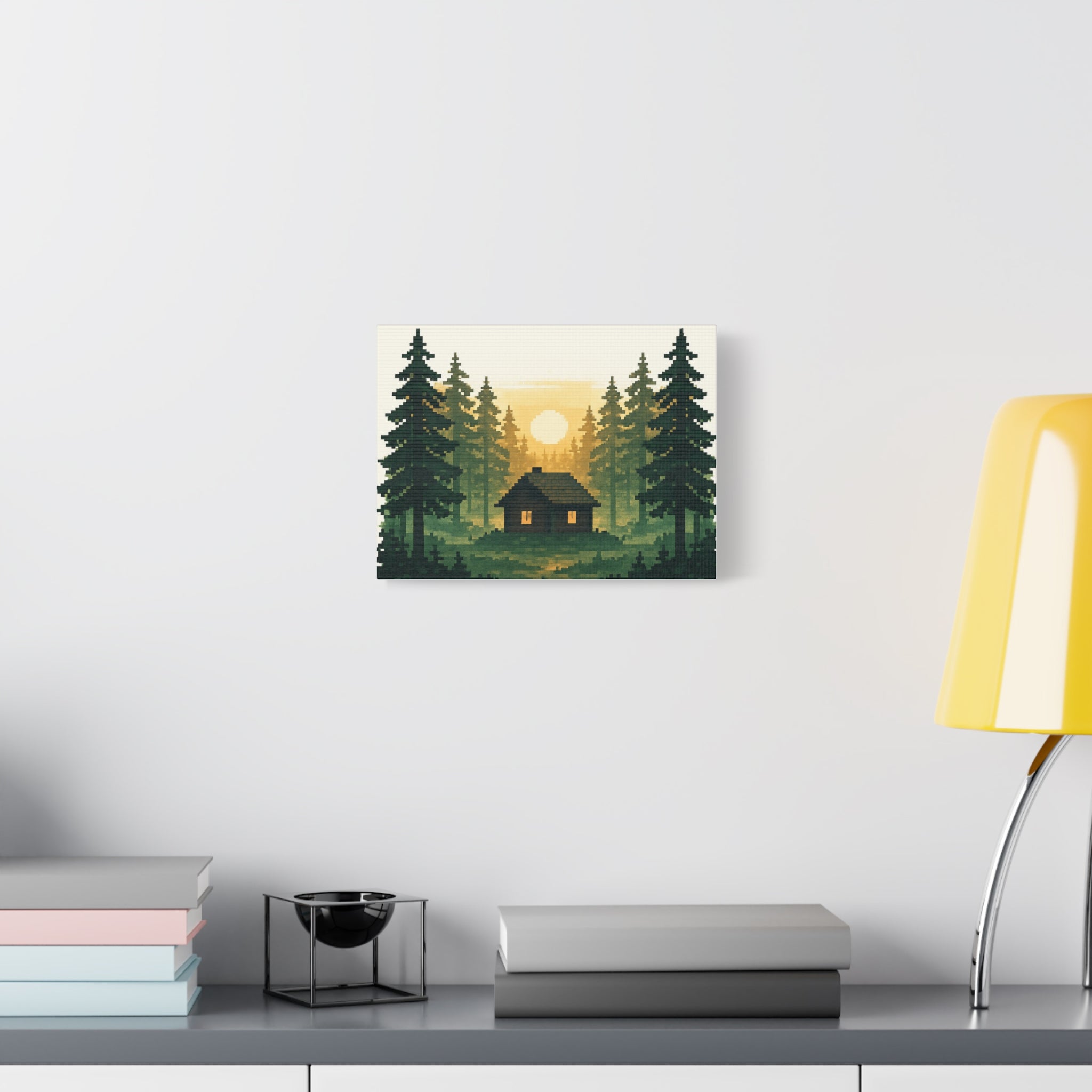 Pixelated Forest Sunrise Canvas Art