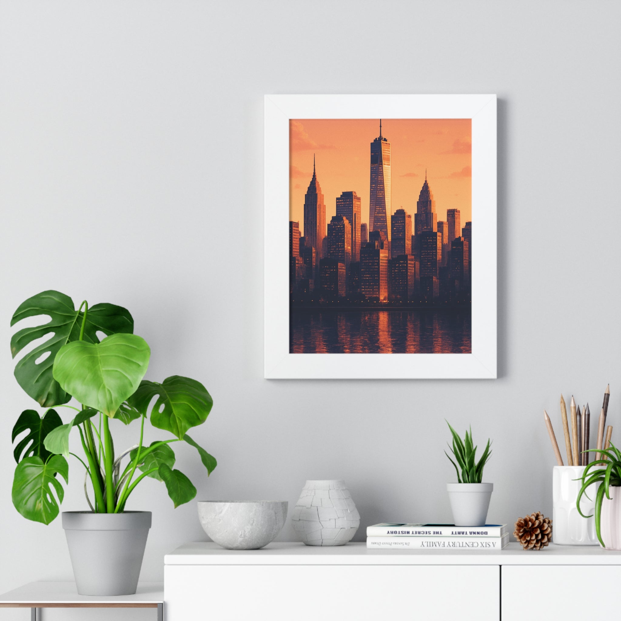 Cityscape Framed Vertical Poster - New York Skyline Wall Art
