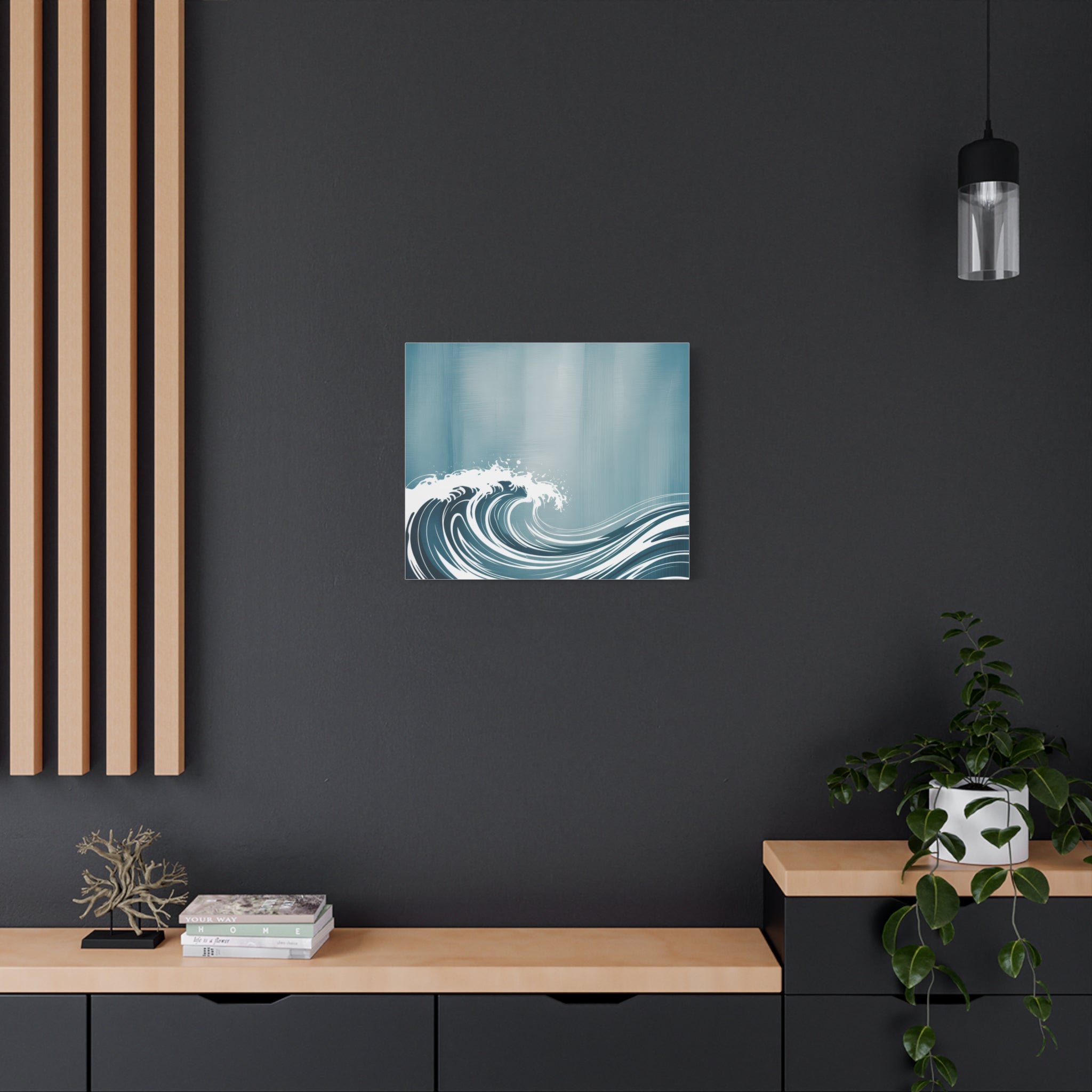 Blue Ocean Wave Matte Canvas Wall Art — Coastal Surf Print, Modern Nautical Home Decor