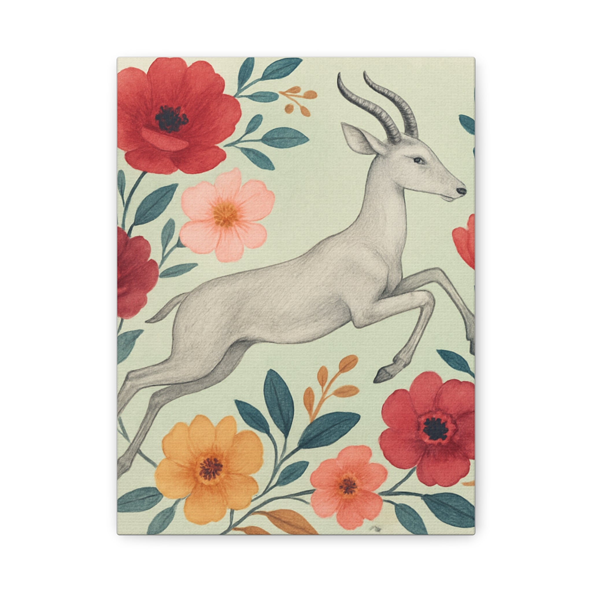Floral Antelope Canvas Art Print