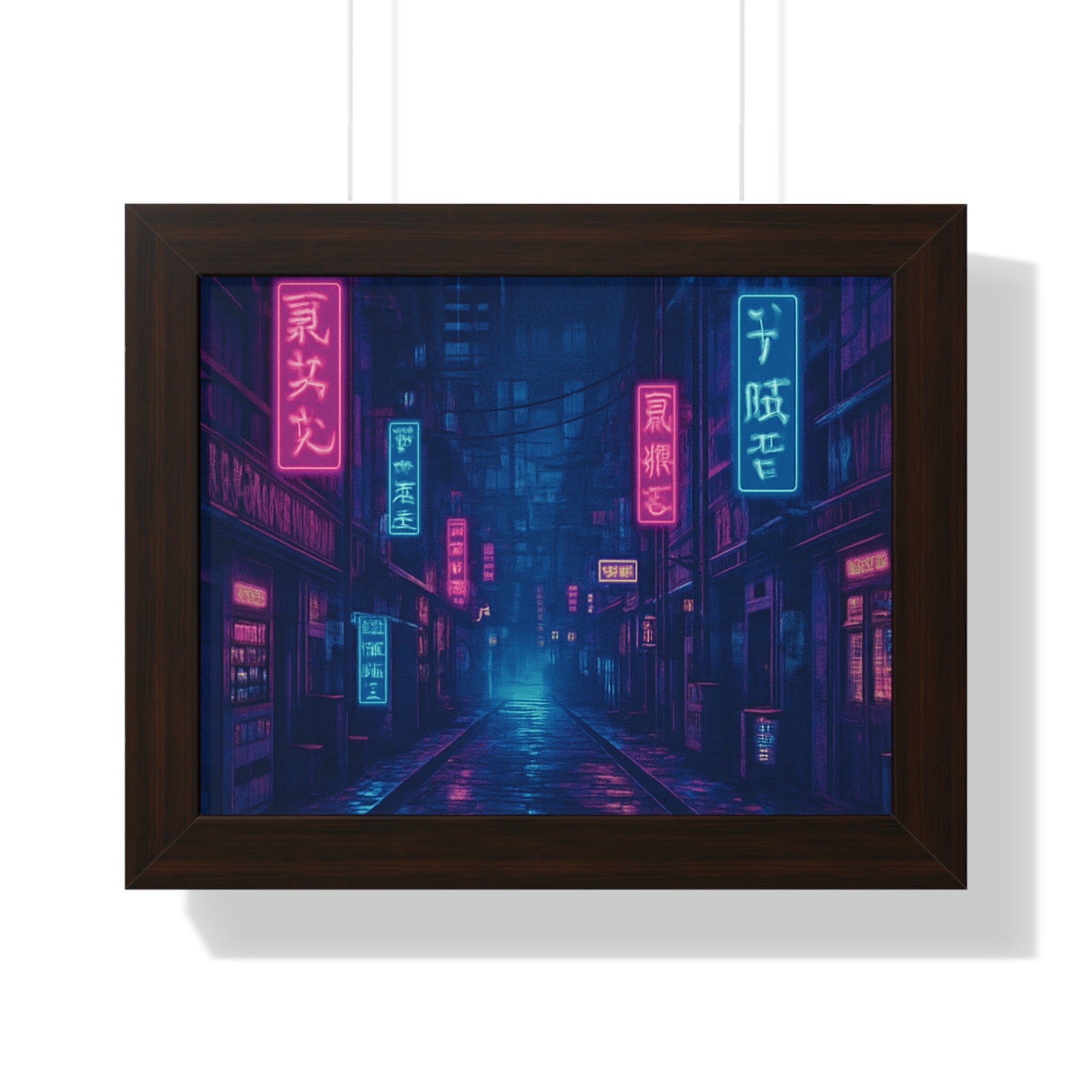 Neon Cityscape Framed Poster - Urban Aesthetic Wall Art