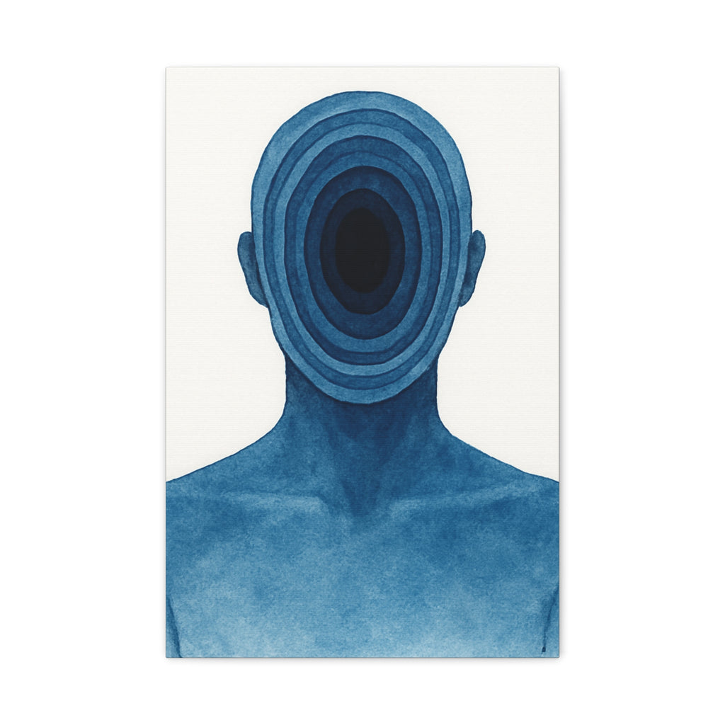 Abstract Blue Portrait Canvas Wall Art
