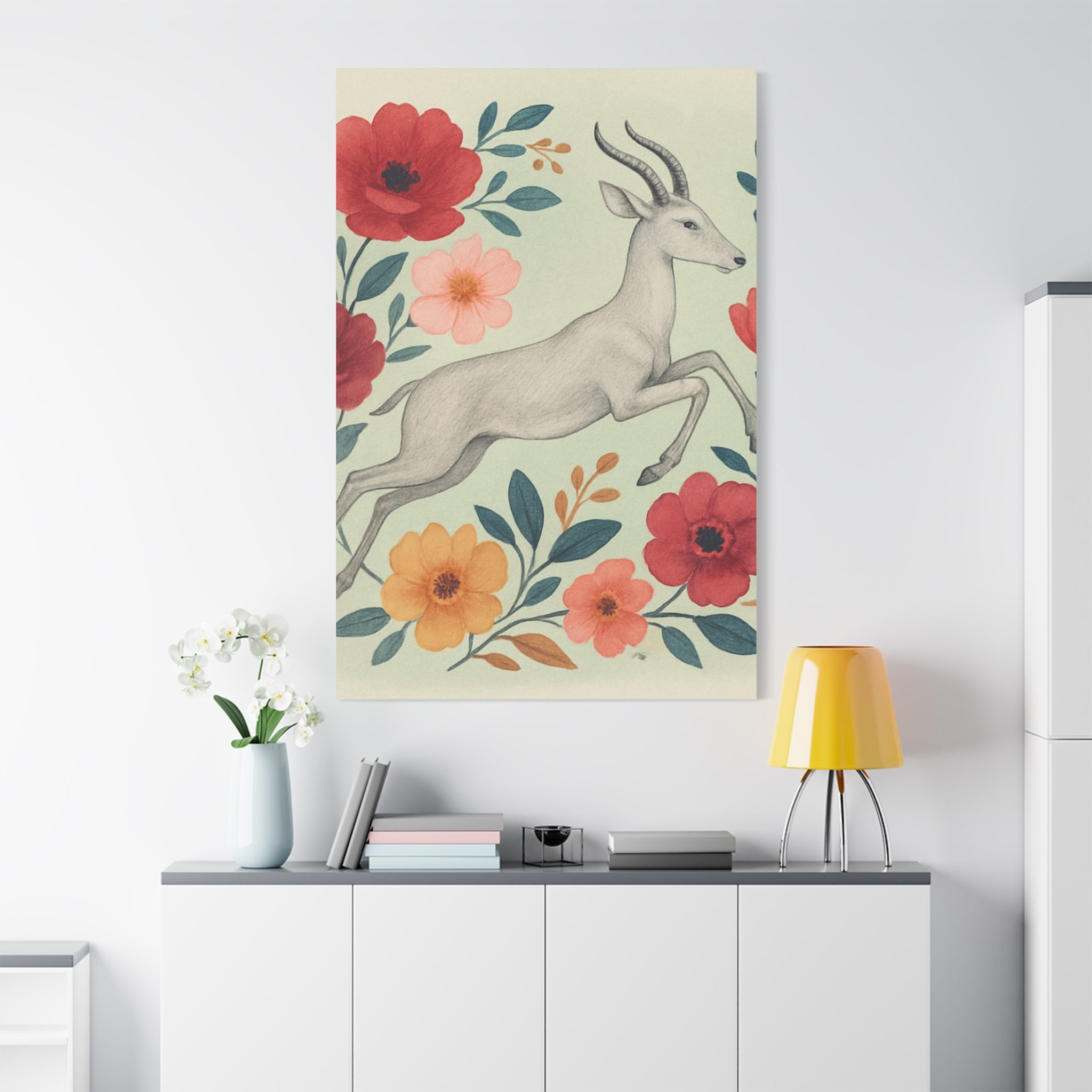 Floral Antelope Canvas Art Print