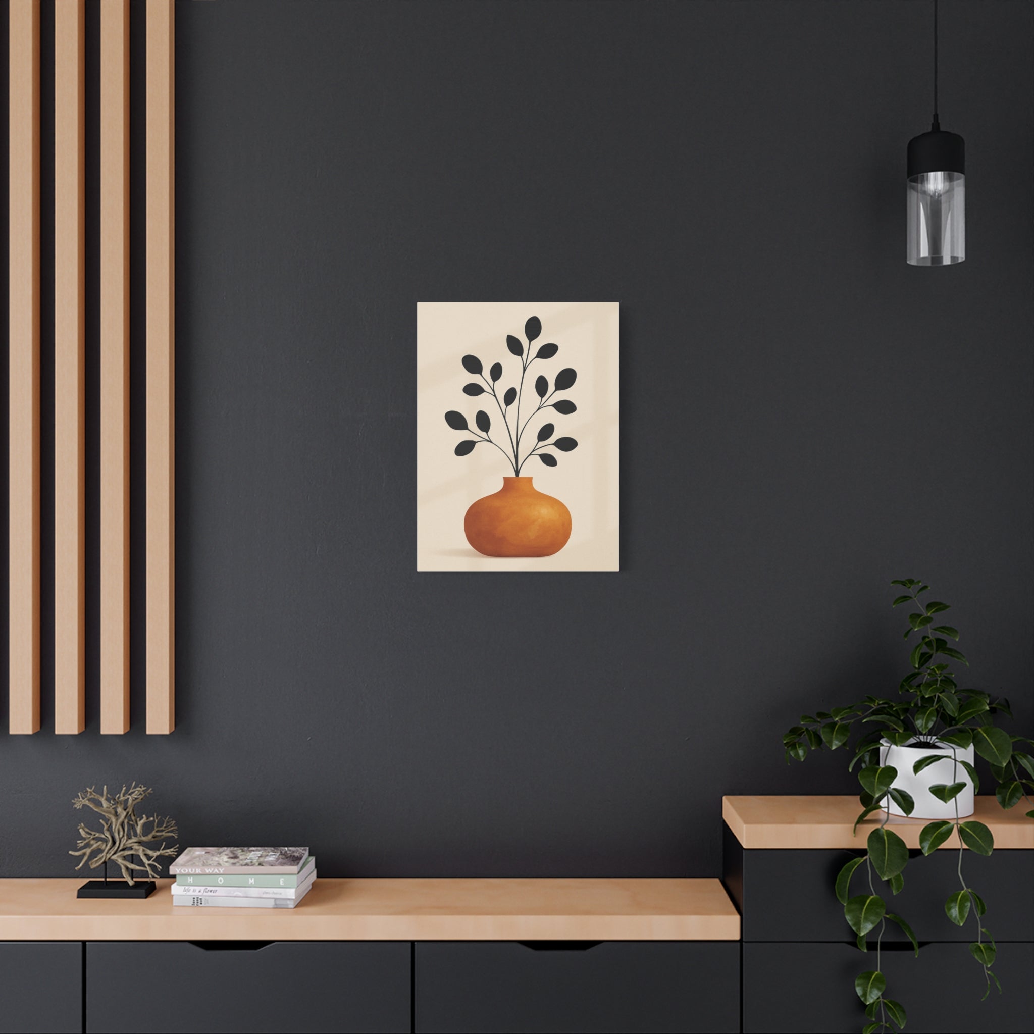 Modern Abstract Wall Art Canvas Print - Botanical Vase Design