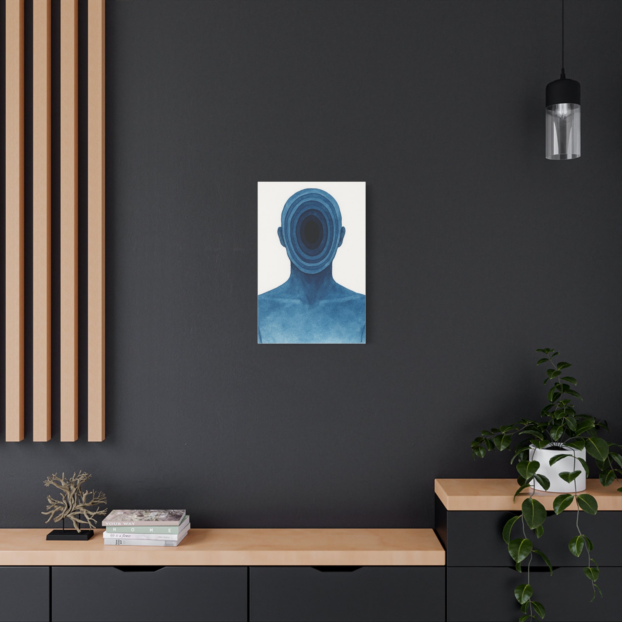 Abstract Blue Portrait Canvas Wall Art