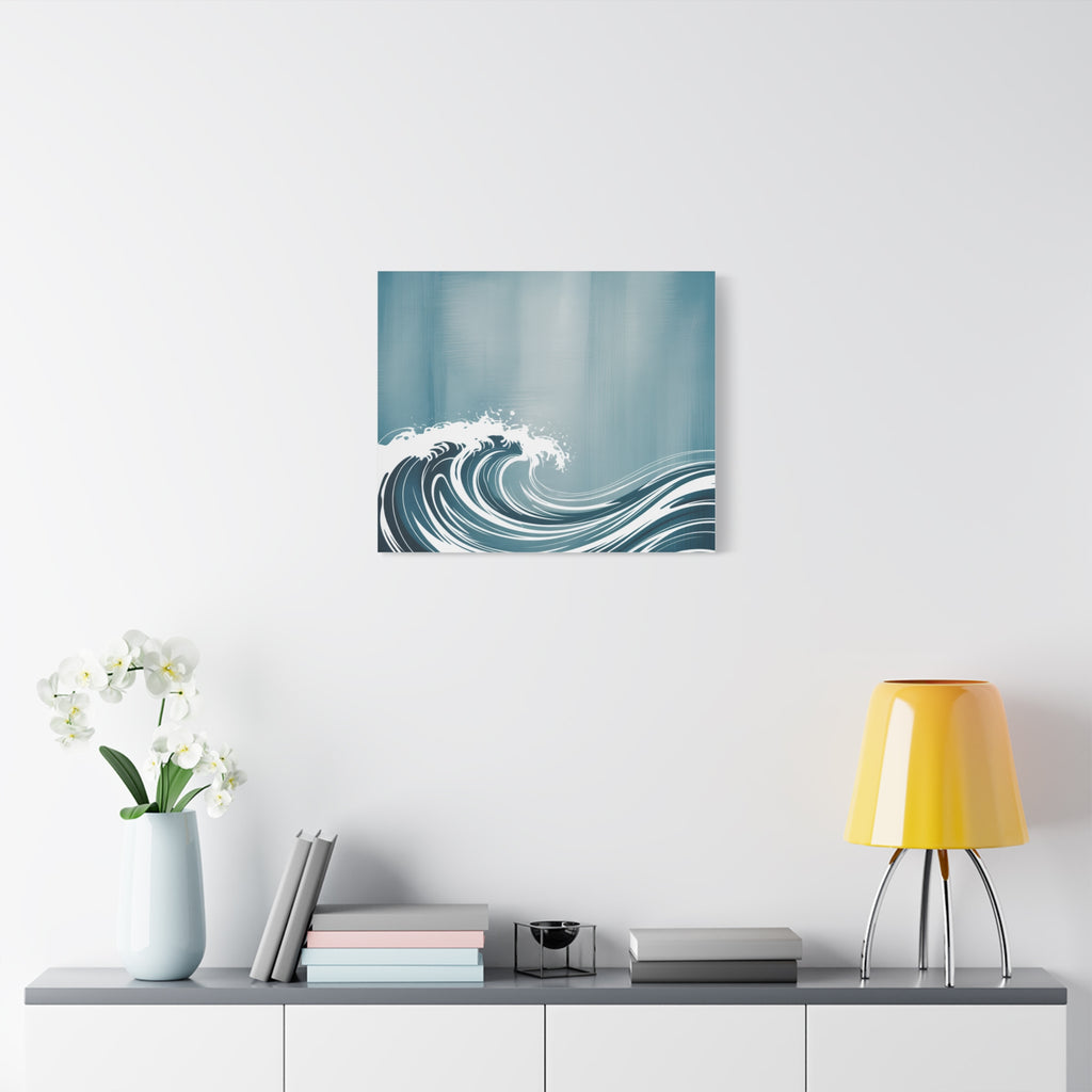 Blue Ocean Wave Matte Canvas Wall Art — Coastal Surf Print, Modern Nautical Home Decor