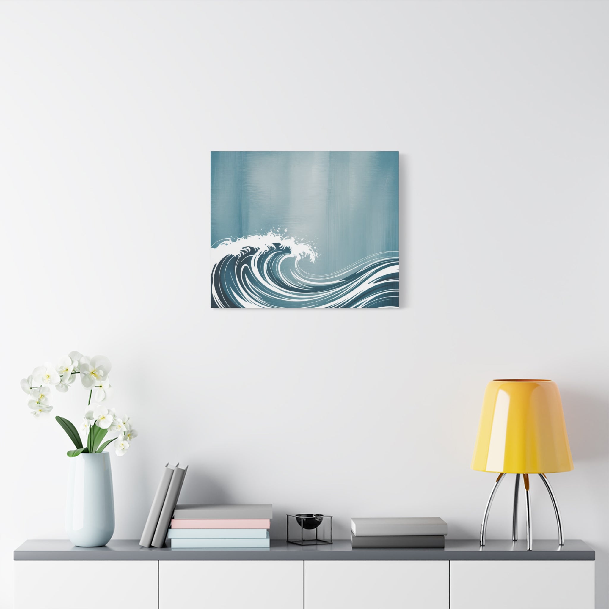 Blue Ocean Wave Matte Canvas Wall Art — Coastal Surf Print, Modern Nautical Home Decor