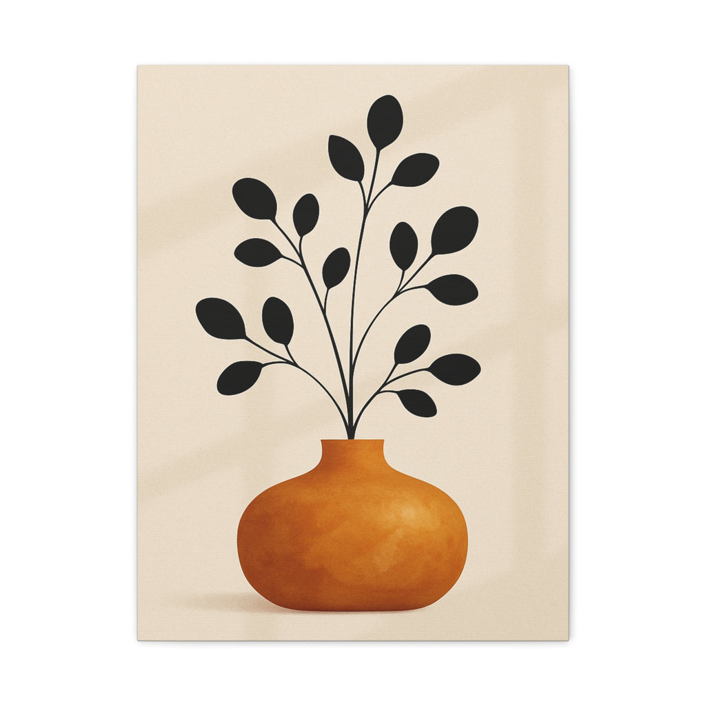 Modern Abstract Wall Art Canvas Print - Botanical Vase Design