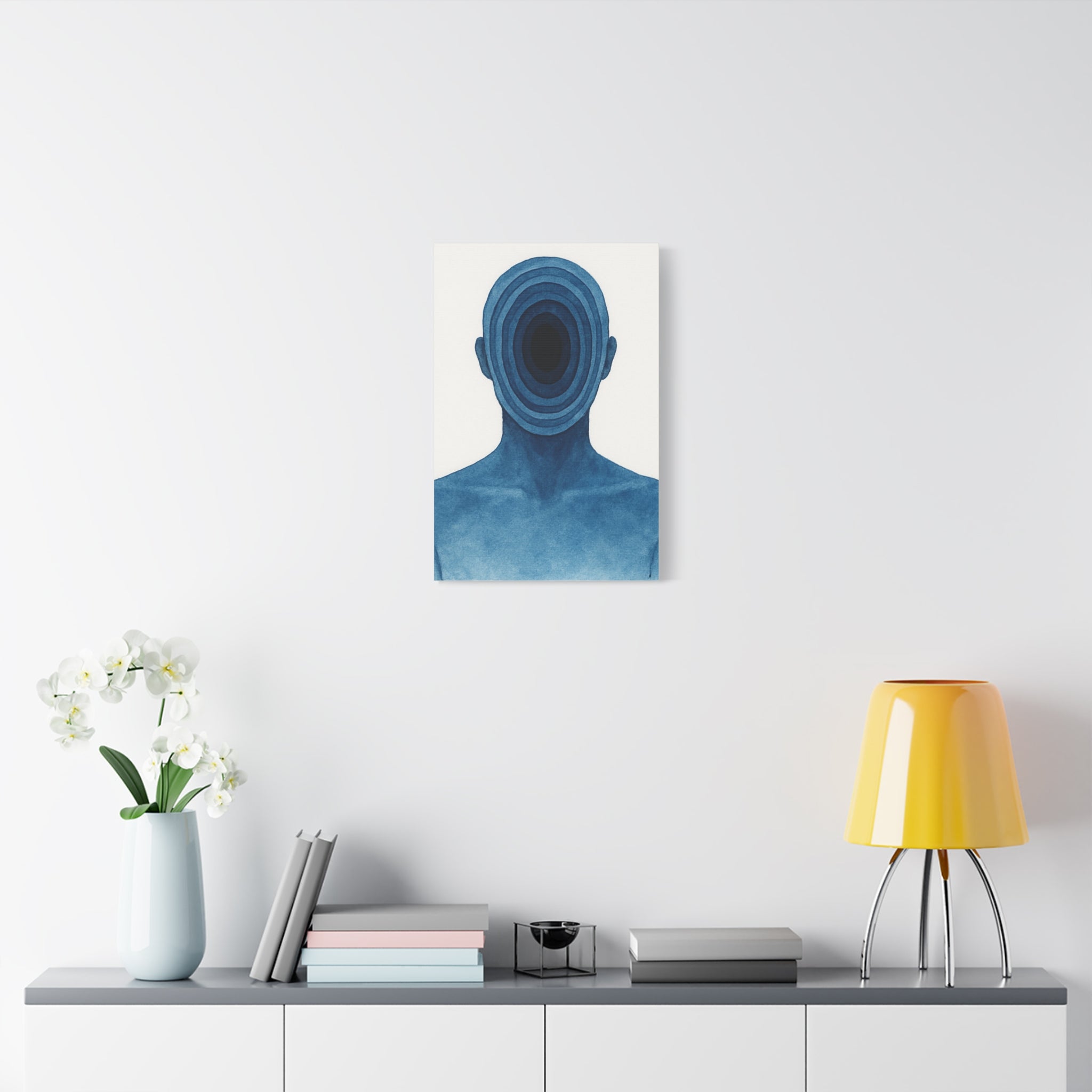 Abstract Blue Portrait Canvas Wall Art