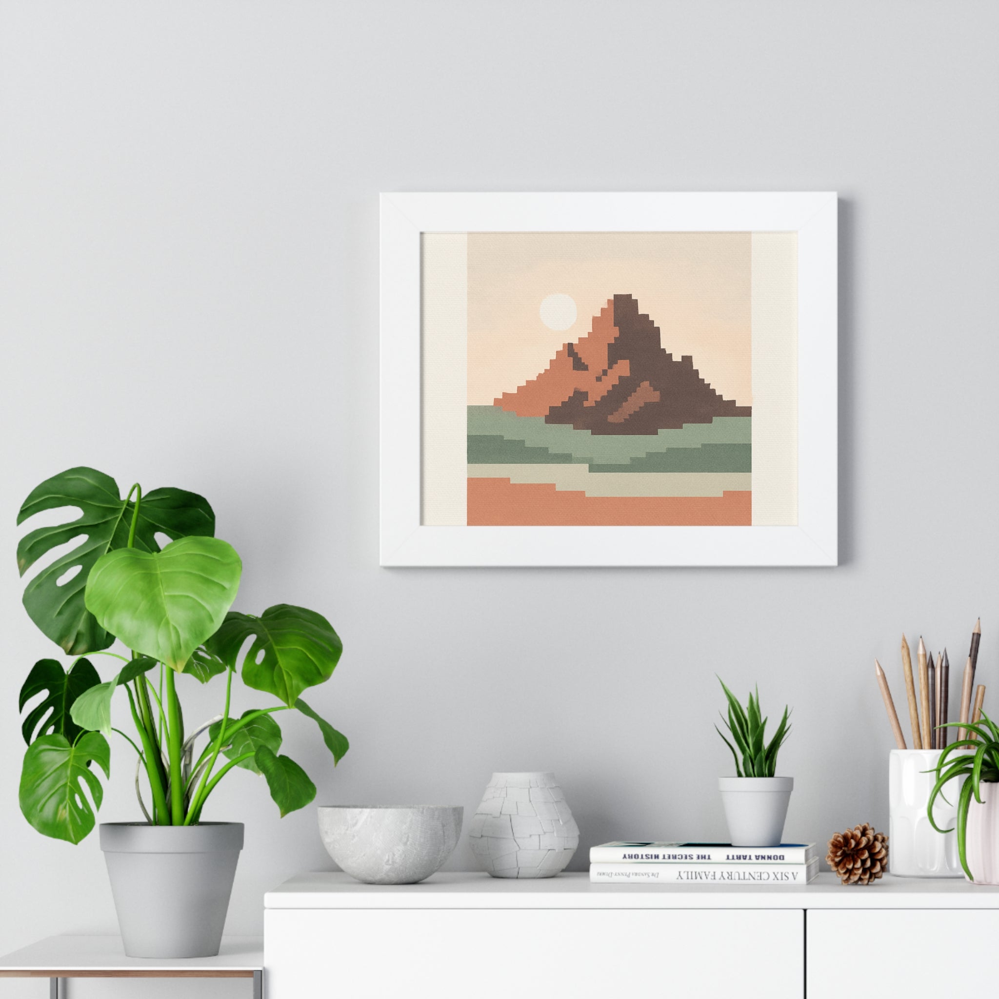 Retro Mountain Landscape Framed Poster - Minimalist Wall Art