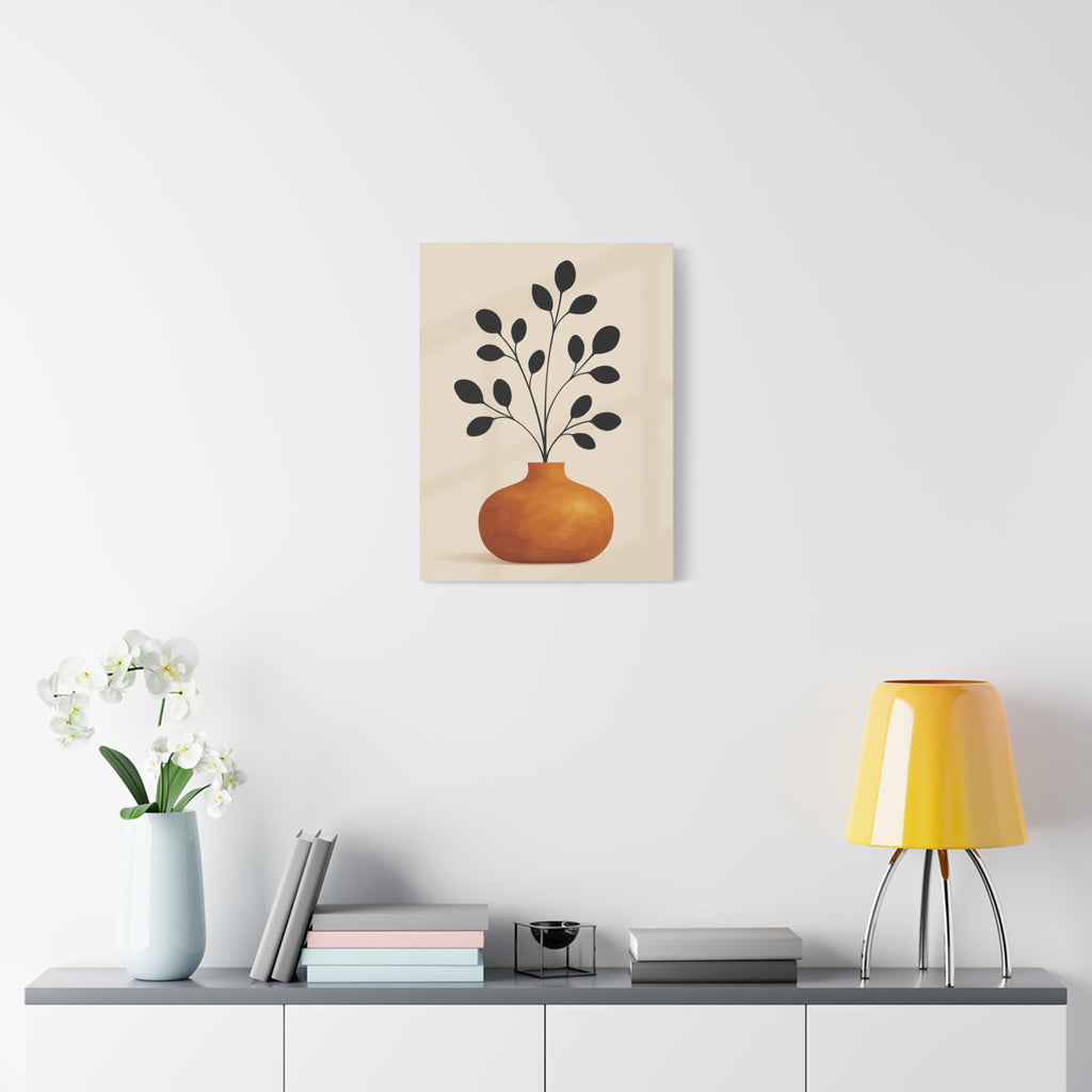 Modern Abstract Wall Art Canvas Print - Botanical Vase Design