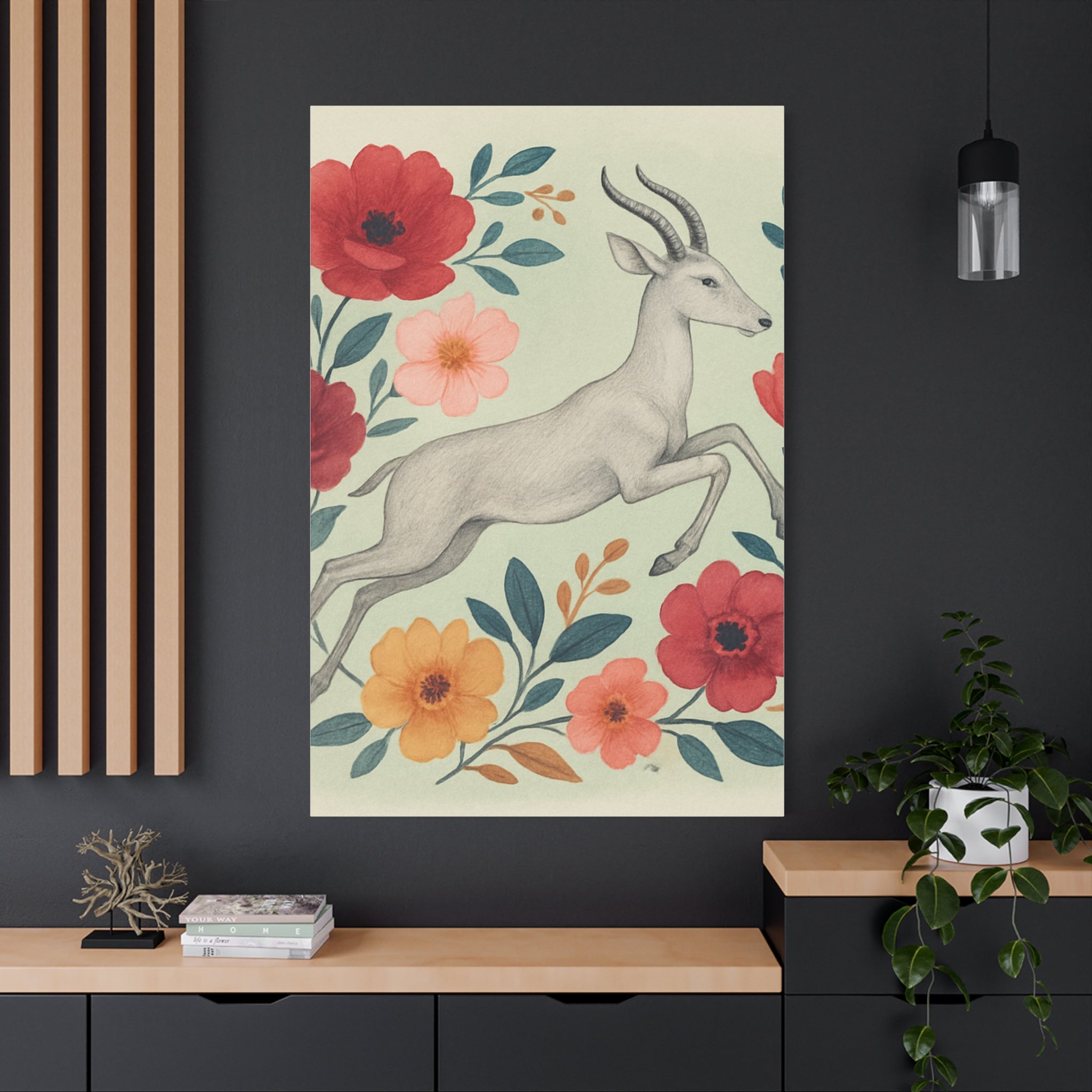 Floral Antelope Canvas Art Print