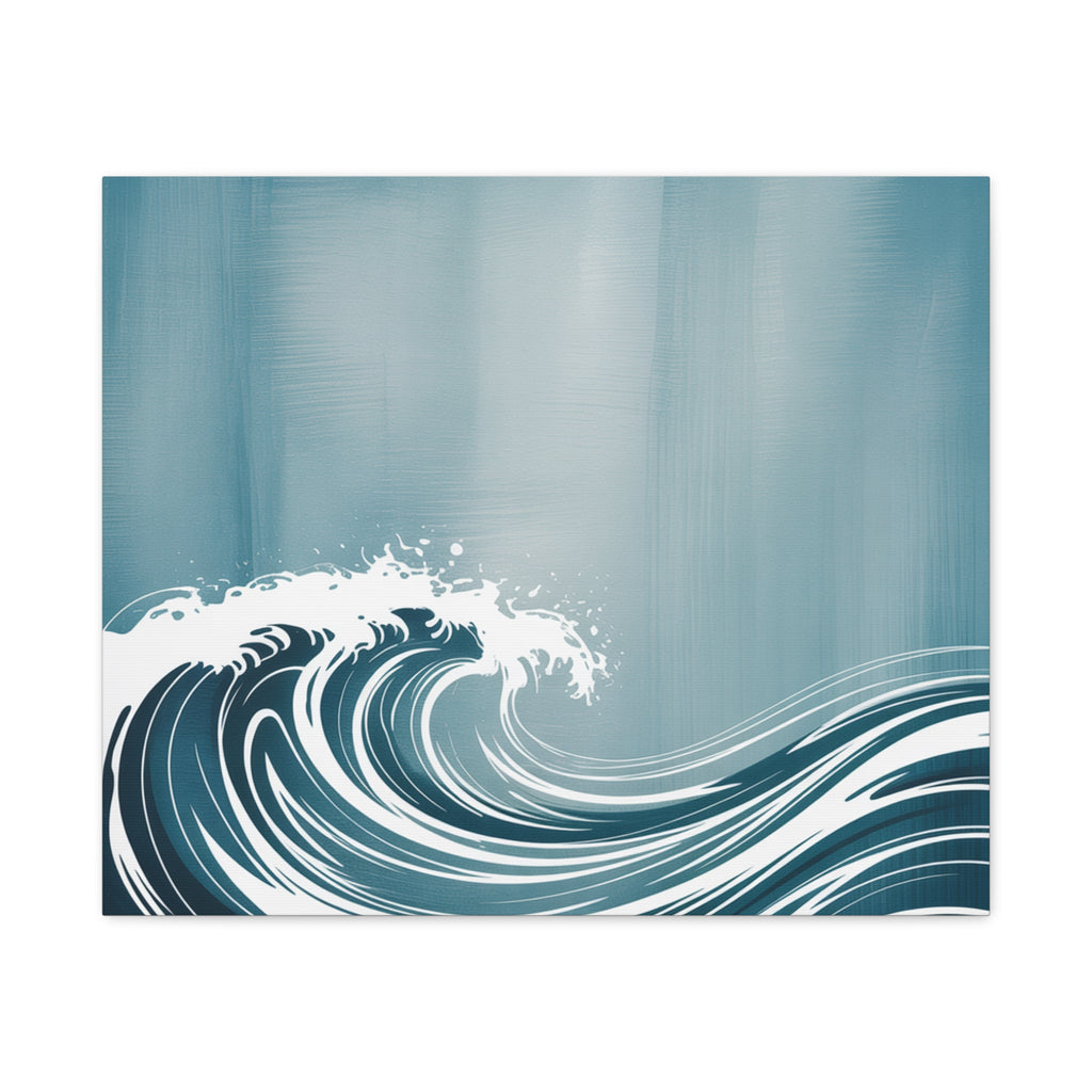 Blue Ocean Wave Matte Canvas Wall Art — Coastal Surf Print, Modern Nautical Home Decor