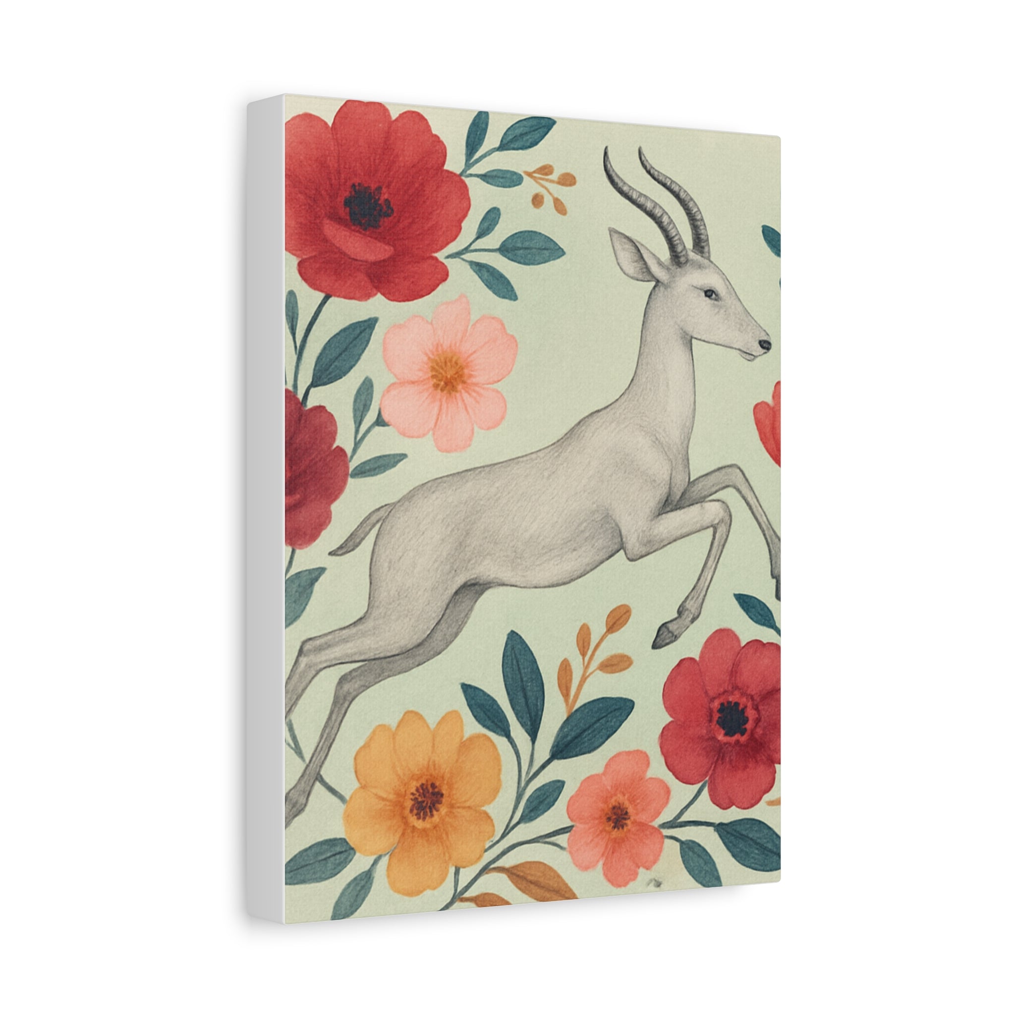 Floral Antelope Canvas Art Print